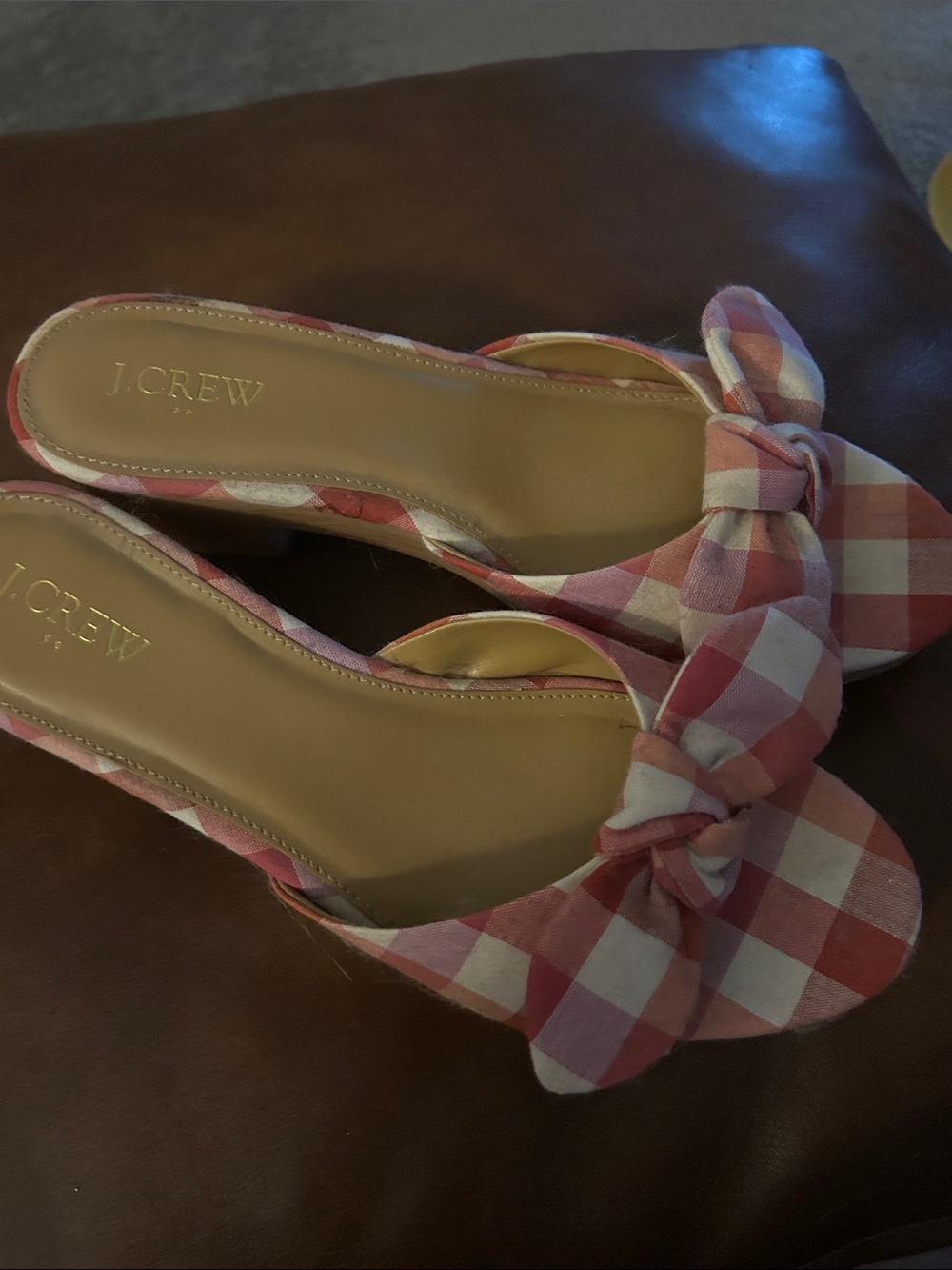 J. Crew Pink and White Gingham Knot Mules - Picture 5 of 6